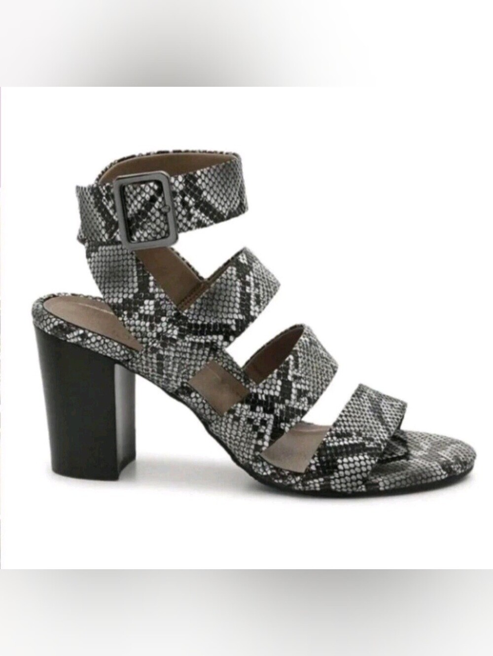 Vionic Blaire Snake Strappy High Block Heel Sandals Ankle Strap Womens Size 8